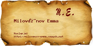 Milovánov Emma névjegykártya